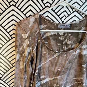 Michaels Stars shirt long sleeve brown batik dye OS fits most